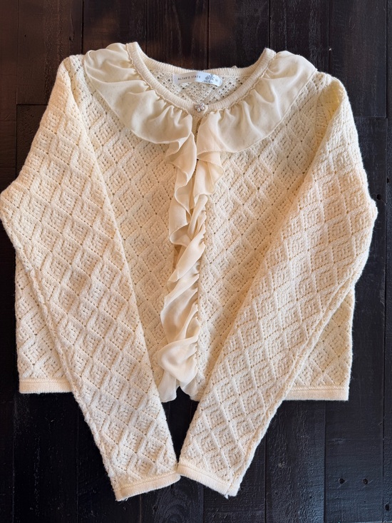 Altar'd State Sweaters - ALTAR’D STATE Cream Ruffle Front Knit Sweater Women's Medium